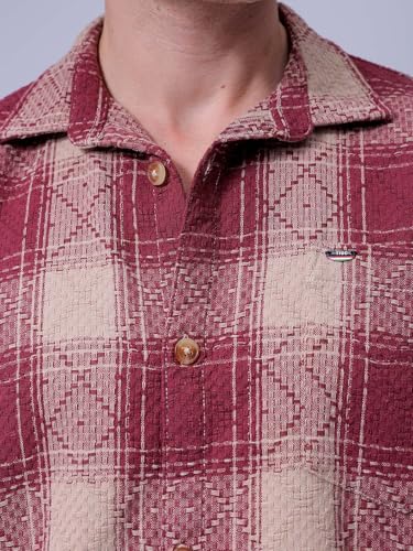 Image of The Indian Garage Co Men Relaxed Fit Checkered Full Sleeves Cutaway Collar Casual Shirt