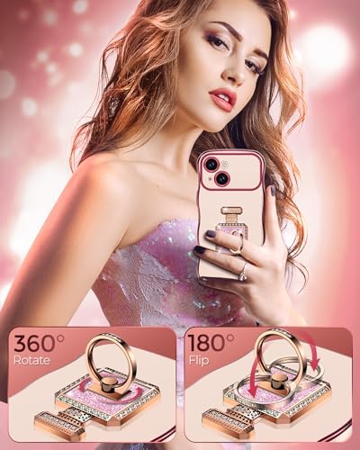 Coque iPhone 15 Pro Max béquille miroir anti-chute cadre vague
