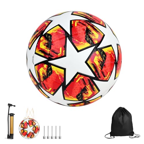 Accesorios De Futbol, Sports HEEDU Balón de Fútbol No.5, Champions League Football Fans Memorabilia, Balón Fútbol Profesional, Vacaciones, Regalos de Cumpleaños (Naranja)