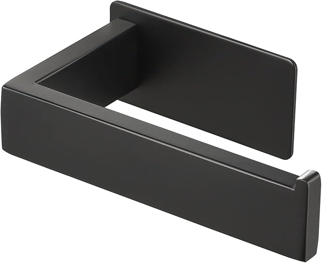 KES Toilet Roll Holder Self Adhesive Bathroom Paper Tissue Dispenser Stick on Wall Mounted Stainless Steel Matte Black, A23571DM-BK