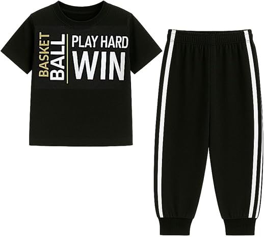 Bubble Berry Boys Co-ord Set - Cotton T-Shirt and Joggers Set, Aqua and Grey, Comfort Fit, Summer Wear