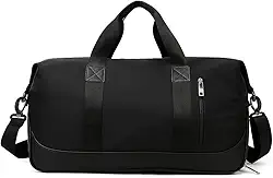 Bolsa De Mão Mala Viagem Academia Feminina Masculina Super Grande, Compartimentos Com Zíper, Espaço Para Tênis Ou Roupas Sujas Alça Removível Modelo Transversal Bordo Poliéster (Preto Clássico)