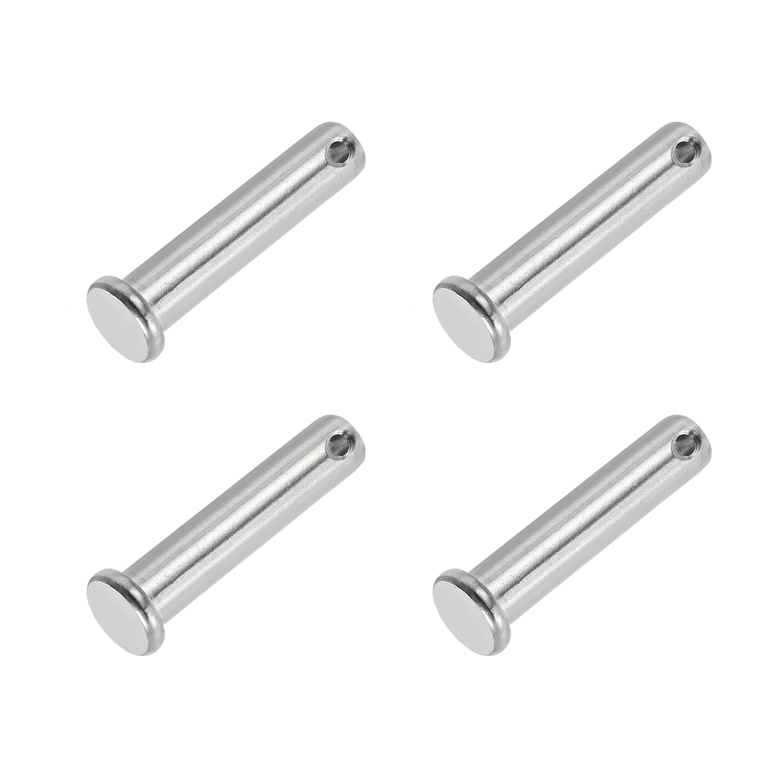 PATIKIL 10 x 45 Mm Single Hole Clevis Pins, 4 Pcs 304 Stainless Steel Flat Head Pin for Hitch Pin Lock Link Hinge Systems Silver