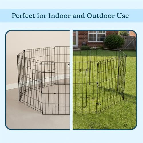 Puppy Playpen - Foldable Metal Exercise Enclosure with Eight 24-Inch Panels - Indoor/Outdoor Fence for Dogs, Cats, or Small Animals by PETMAKER by PETMAKER - Image 4