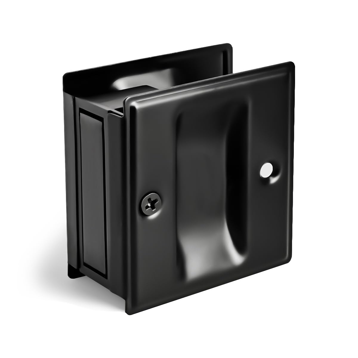 HOMOTEK Passage Sliding Door Pull Black Without Switch Plate- Replace Old Or Damaged Pocket Door Pull Quickly and Easily, 2-3/4”x2-1/2”, for 1-3/8” Thickness