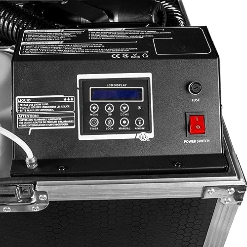 Máquina de nieve comercial de 1500 W, alta potencia y ultra silenciosa, con tubo de extensión de 10 m, alcance de pulverización de 10 m, control por panel/DMX/mando a distancia para efectos escénicos miniatura 6