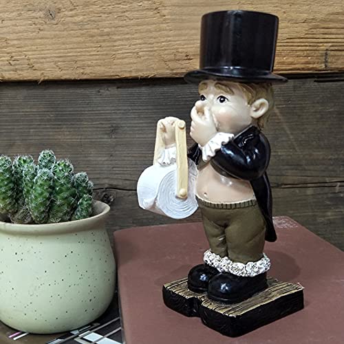 Toilet Butler Statue Toilet Paper Holders Comical Intricate Detailing Toilet Butler Statue Stable Resin Home Sculpture Home Decor Black #TOP3
