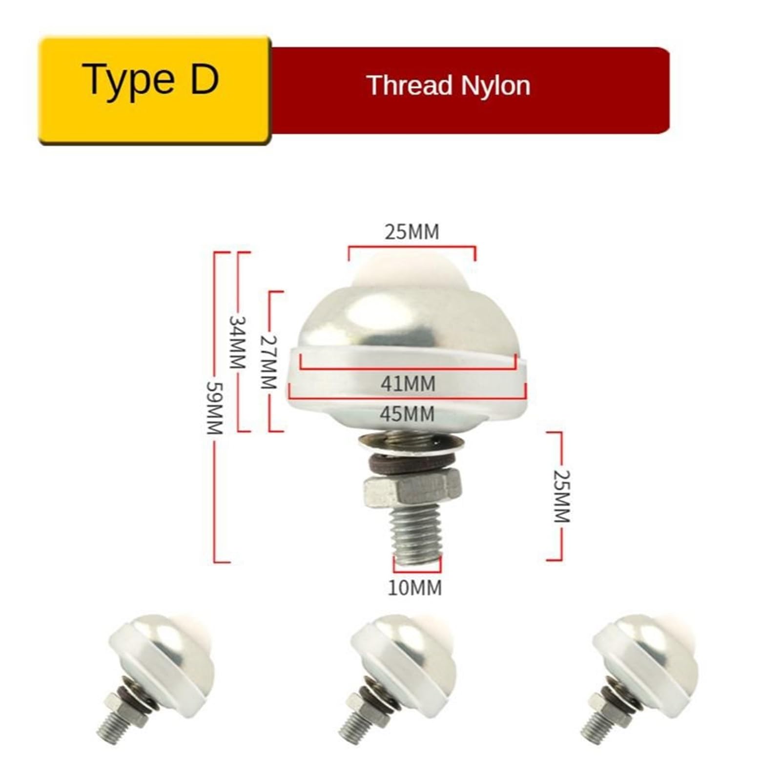 (Pack of 4) Rebar/Nylon Bull Eye Wheel Conveyor Universal Robotic Hardware(Nylon Ball)