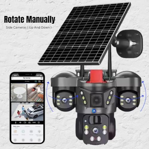 Image of Maizic Smarthome Trion Solar 4G SIM CCTV Camera 5MP*3 (Triple Lens) Outdoor Security Camera | 3 Screen View, Color Night Vision, Two-Way Audio, AI Human Motion Detection