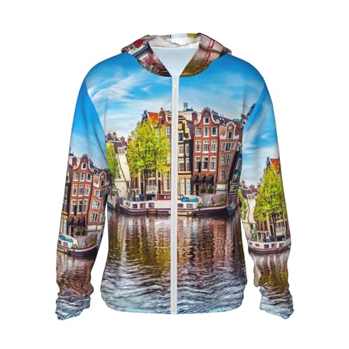 Amsterdam Netherlands Men'S Women'S Sun Protection Hooded Jacket Summer Fashion Sun Protection Hoodie Shirt