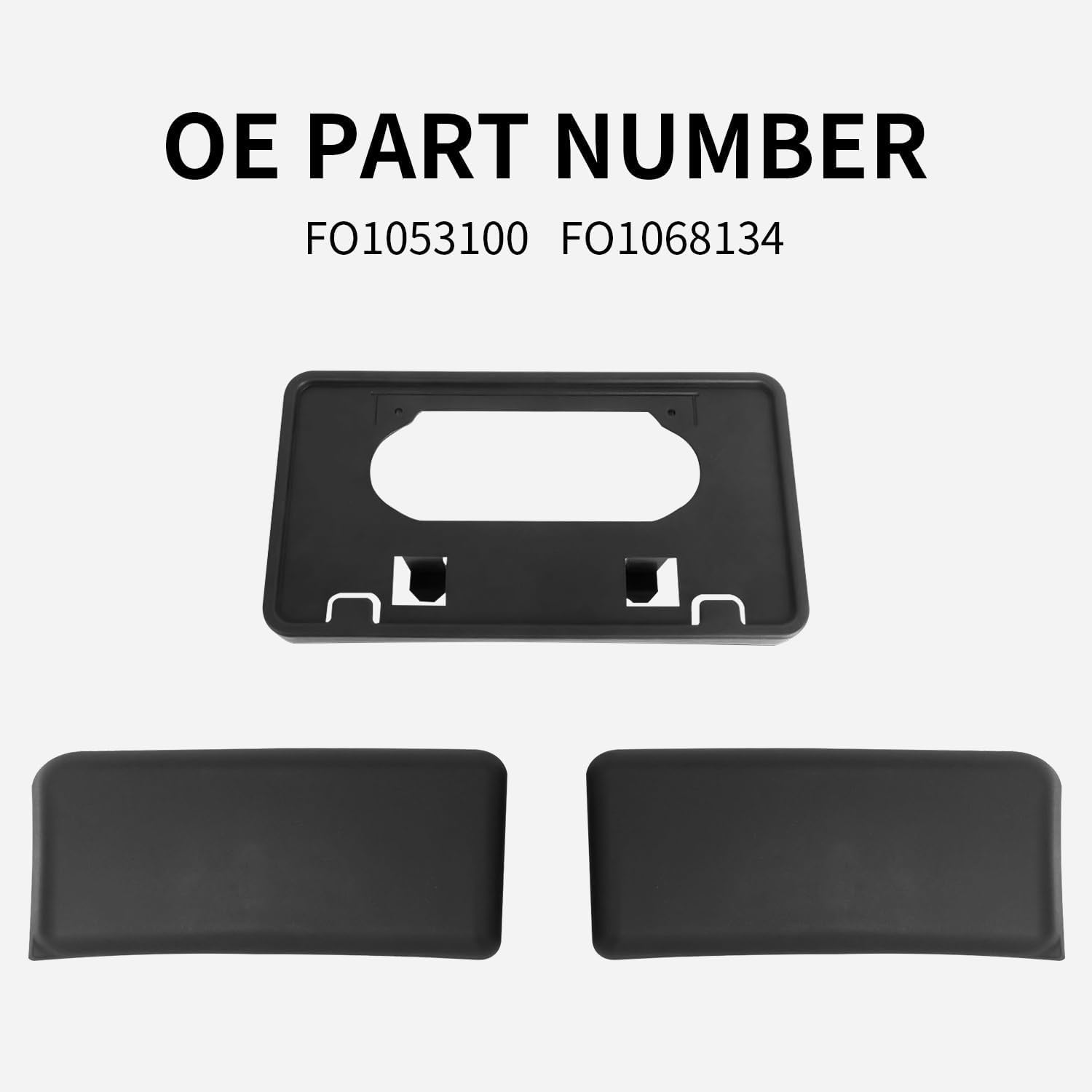 KARPAL Front LH + RH Bumper Guards Pads Caps + License Plate Frame Bracket Compatible With 2009-2014 Ford F150