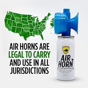 Guard dog security air horn defender  powerful air horn for unrivaled self defense  audible up to 1 mile away easy to use compact 1 4 oz can highly effective protection 25 bursts   cucciolini doodles