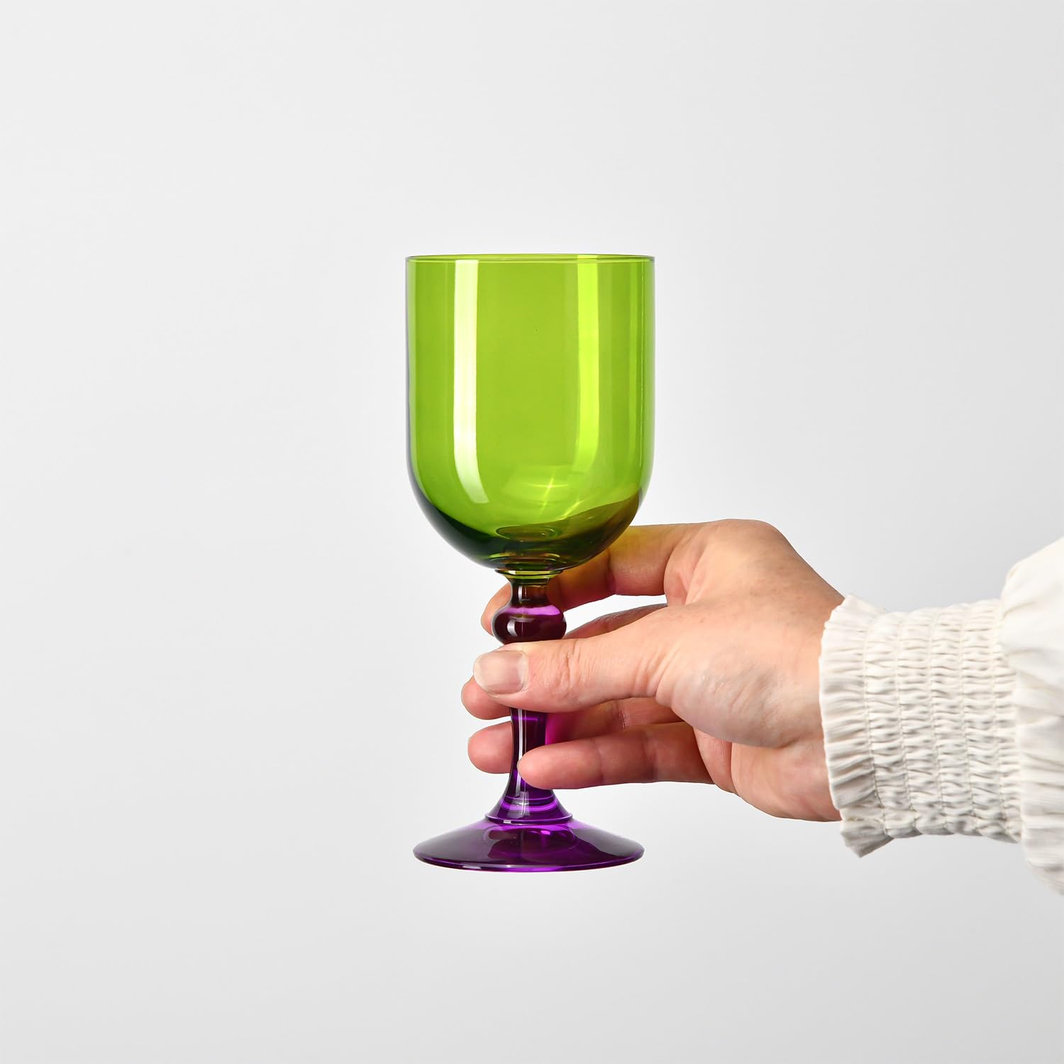 KROSNO – Verres à Vin Rouge et Blanc, Mocktails et Eau 300 ml – Lot de 2 – Collection Bubble – Violet et Vert – Cristal Sans Plomb – Peints à la Main