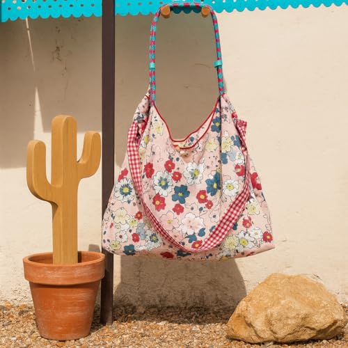 Bolso tote floral para hombro, bolso de mano casual con bolsillo interior, bolso suave multiusos para viaje y compras miniatura 5