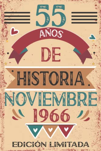 55 Años De Historia Noviembre 1966: 55 años. Libro de visitas, cuaderno, 110 páginas de felicitaciones, idea de regalo, regalo Para la esposa, novia, mujer, La madre