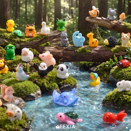 Image of FEXIA 55 Pcs Mini Resin Animals 55 Styles Tiny Animals Figurines Desk Pets