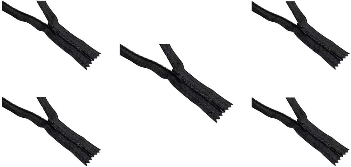 #4.5 Black Closed Bottom Slipcover & Upholstery YKK Zippers - Color Black - Choose Your Length - Made in The United States (5 Zippers Per Pack) (18" Inches)