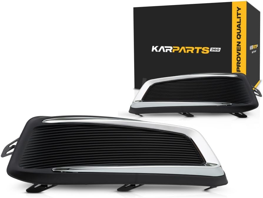 KarParts360 For Chevy Impala 2014-2020 Fog Light Cover Driver and Passenger Side | Pair | Front | Plastic | Black | Replacement For GM1038145, GM1039145 | 22738853, 22738852
