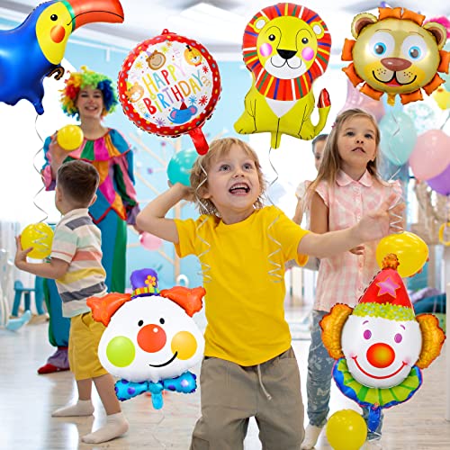 10 Pieces Carnival Balloons, 34 Inch Circus Theme Party Balloons, Carnival Theme Party Decorations Kids Party Balloons, Animal Lion Clown Tent Cartoon Characters Balloons For Birthday Party Supplies #TOP5