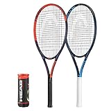 HEAD Ti Titanium Tennisschläger Doppel-Set inkl. Schutzhüllen und 3 Tennisbällen