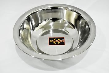 Stainless Steel Besan Parat, Mixing Bowl (12 Inch)