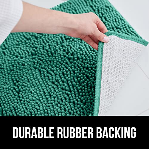 Image of Gorilla Grip Original Shaggy Chenille Oval U-Shape Contoured Mat for Base of Toilet, 22.5x19.5 Size, Machine Wash and Dry, Soft Plush Absorbent Contour Carpet Mats for Bathroom Toilets, Emerald