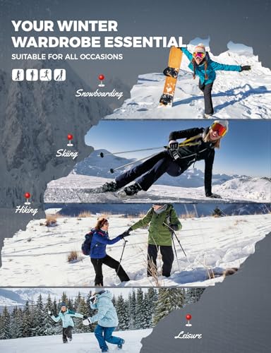Moosehill Women's-Snow-Ski-Pants Water-Resistant Fleece Lined Winter Hiking Snowboard Thermal Insulated 5 Pockets(Black, 8, 29")