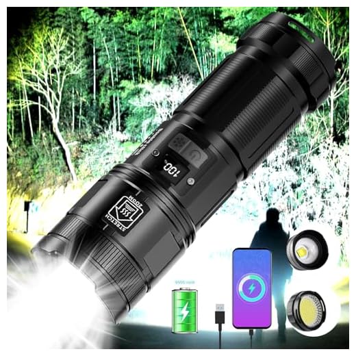 YESMRO Rechargeable Flashlights 900000 High Lumens,Super Bright 12 Hours Long Life 8 Modes Powerful Tactical Flashlight with 9000 ɱAh Capacity,IPX6 Waterproof Flash Light for Emergencie