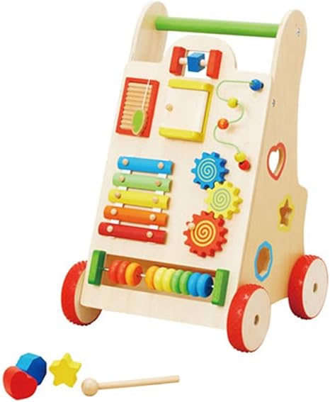 Amazon Co Jp 手押し車 早期教育パズル赤ちゃんのバランスウォーカー木製ベビープッシュウォーカーロールオーバー防止 ウォーカーライダー 色 Wood サイズ 33x31 5x52cm おもちゃ