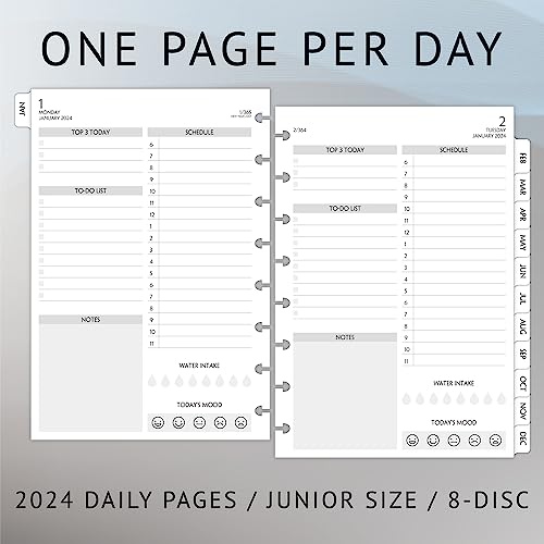 2024 Daily Planner Refills For 8Discbound Junior Size