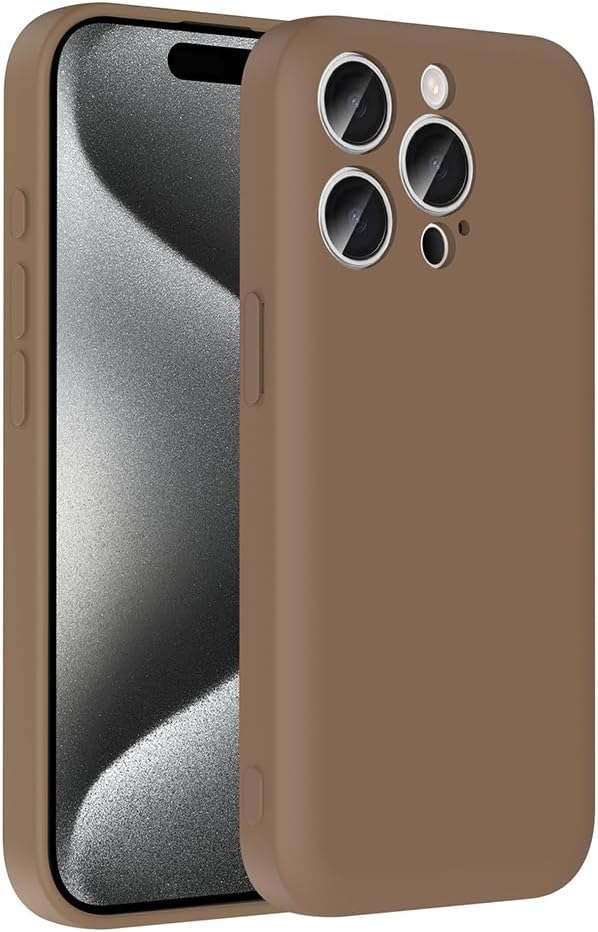 Zore Apple ile uyumlu iPhone 15 Pro Kılıf Kamera Korumalı Kartlık Hazneli Zore Vitra Kapak Kahverengi
