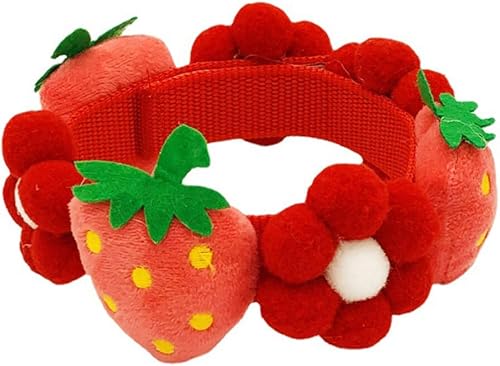 Balacoo Collar decorativo para mascotas, collar de flor de fresa para perros, suave y cómodo para perros pequeños