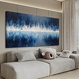 YISXINOAG Canvas Wall Decor Modern Large Abstract Wall Art for Living Room Modern Home Decorations Deep Blue Design Abstract Canvas Art Wall Decor Prints on Bedroom Ready to Hang Size 29'X58'