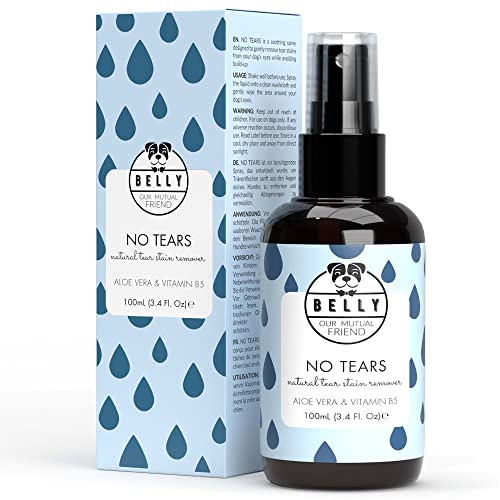 Belly no Tears Dog Tear Stain Remover for White Dogs - All Natural Tear Stain Remover Makes Dog Eye Wipes Easy - Pet Tear Stain Remover - 3.38 Fl Oz