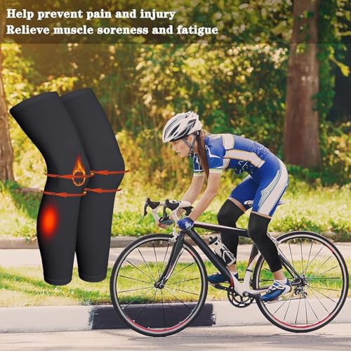 Image of Compression Leg Sleeves for Sports | Cycling, Running, Basketball | Full Length | 4 Pieces | Enhanced Performance & Recovery | Breathable & Comfortable Fit | White