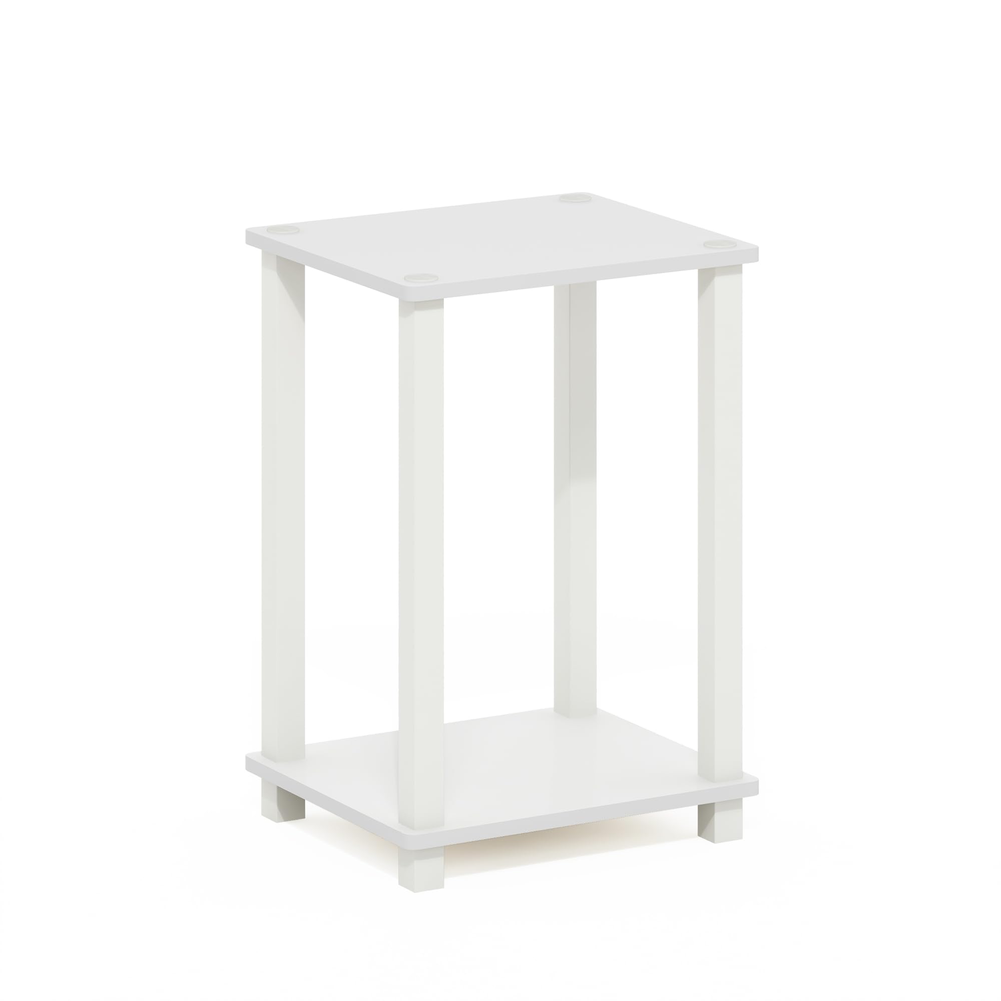 Furinno Simplistic End Table, 2-Pack, Plastic Pole 15.6 x 15.6, White/White