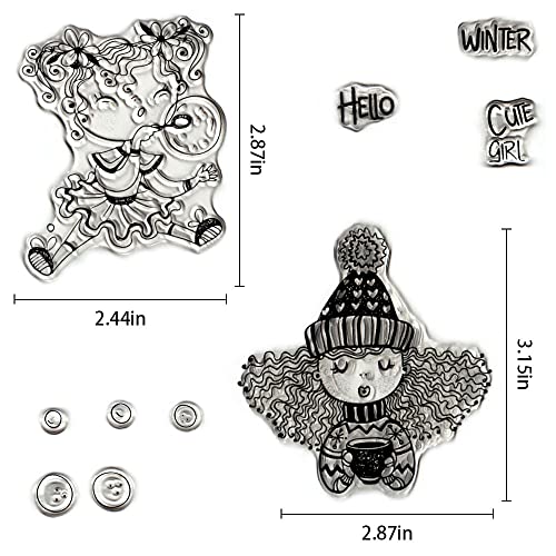 Hying CS-YC-220701-WINTER GIRLS 2 Pcs Princess Girls Clear Stamps thumb #1