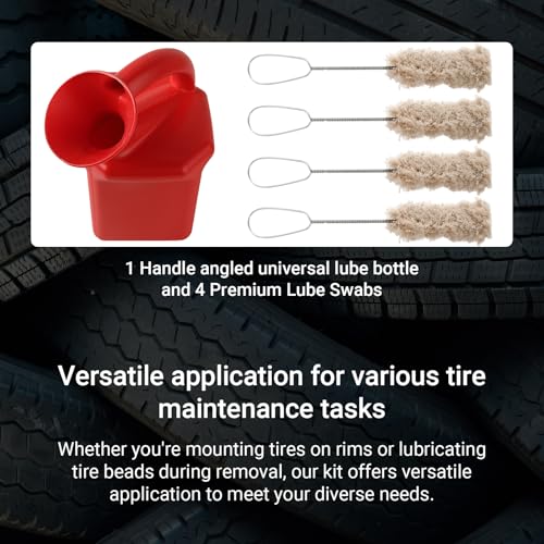 Image of Calvana Angled Tire Lube Bucket Kit with Integrated Handle and 4 Lube Swabs, 1.25 Quart Tire Changer Lubricant Bucket, 11.5 Inch Length, Compatible with Coats Center Post Tire Changers