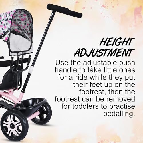 Image of AMARDEEP Baby Tricycle Rhodeo| Bis Approved Baby Tricycle - Safe, Stylish, And Sturdy | Plug And Play Assembly | Supports Up To 30 Kgs | Your Child'S First Adventure On Wheels! (Pink)