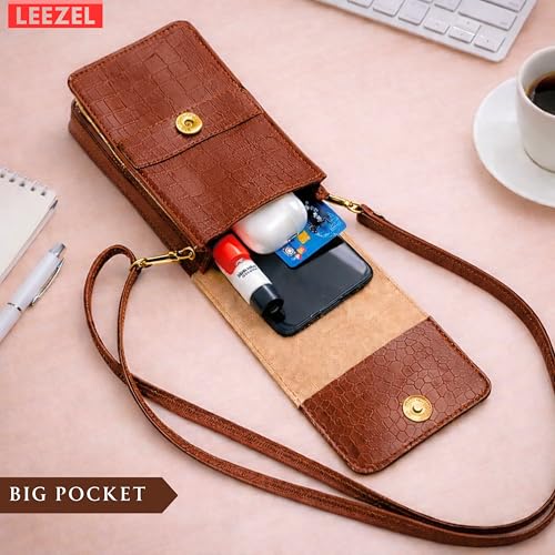 Image of LEEZEL Women's Girls Wallet Sling Bag for Mobile Cell Phone Holder