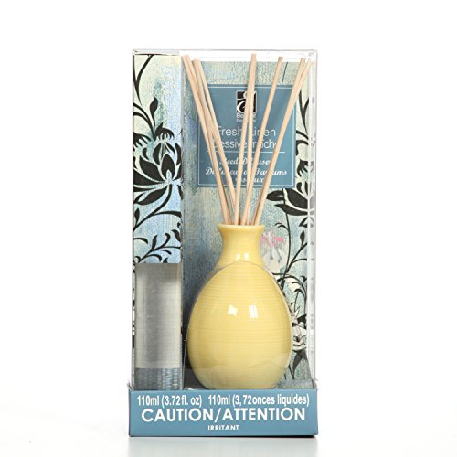 Hosley Aromatherapy Deal Linen Scent Diffuser Oil with Ceramic Bottle Plus Reed Sticks All in One! 110 Milliliter Ideal Gift for Weddings, Spa, Reiki, Meditation, Bathroom O4