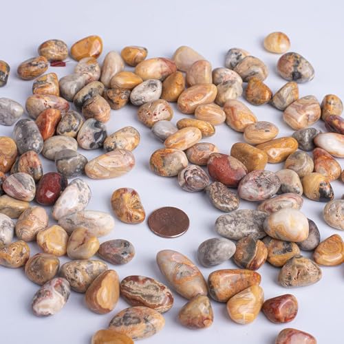 Image of Polished Crazy Lace Agate Crystal Stone Set - 72 Pcs, 0.5 inch 10 oz Handpicked Natural Tumbled Gemstones Rocks, Pebbles for Reiki, Chakra, Healing, Home Decor