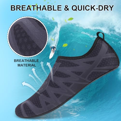 Men Women Water Shoes Unisex Beach Swim Shoes Minimalist Aqua Socks Barefoot for Diving Surfing Boating Black Navy2