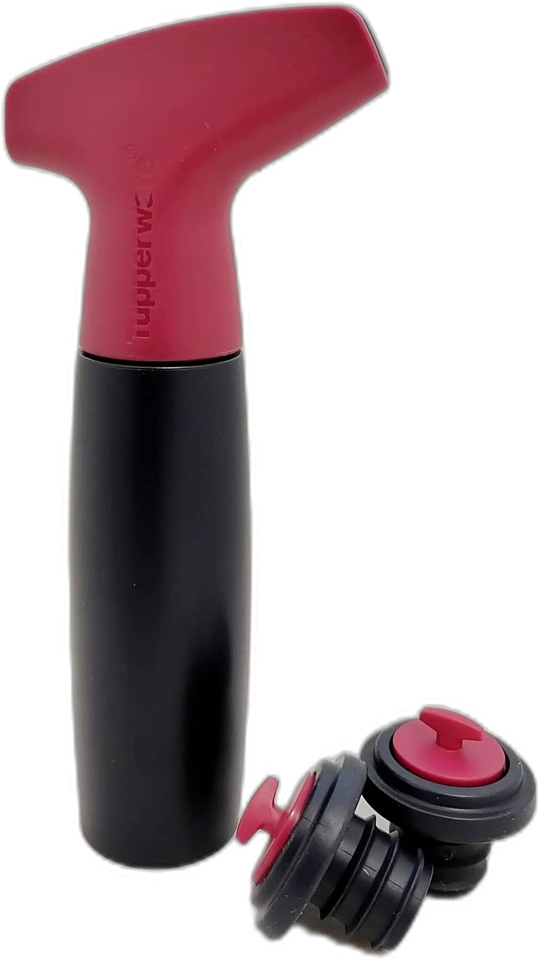 Tupperware Kitchen Utensil Wine Pump + 2 x Stopper Dark Blue Red Vacuum Pump Wine Bottle
