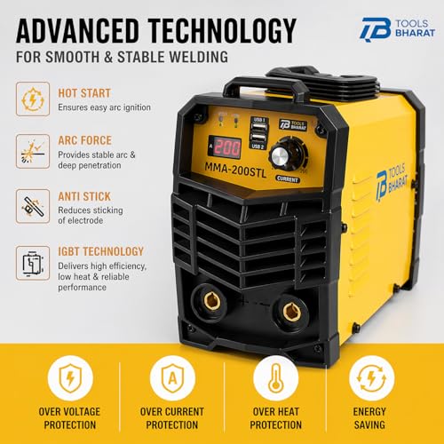 Image of MMA-200STL Single Phase Inverter Welding Machine 200Amp ARC Welder Digital Display&Dual USB Ports Portable IGBT Technology Heavy Duty Welding Machine For Home,Work Shop & Fabrication Work