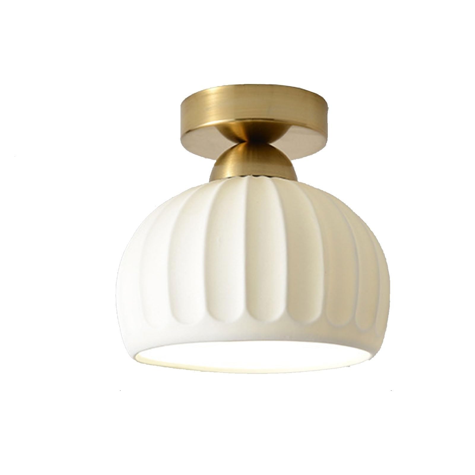LUOYAOB Japanese Style Ceramic Ceiling Light Semi Flush Mount Minimalist Ceiling Lamp Close to Ceiling Light Fixtures for Balcony Hallway Cloakroom Kitchen Hallway Homestay Porch (Color : Gold)