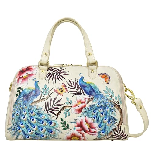 Image of Anuschka Women's Leather Satchel - Hand-Painted Genuine Leather Handbag with Detachable Strap for Everyday Use - 695, Satchel