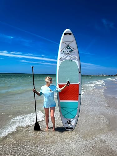 polar outdoors by roc inflatable stand up paddle board with premium sup paddle board accessories wide stable design non-slip comfort deck for youth amp adults mist w kayak seat