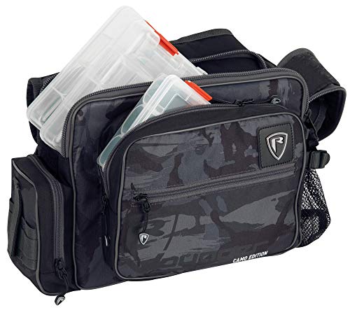 Fox Rage Camo Shoulder Bag medium - Kunstködertasche für Gummifische, Wobbler & Spinner, Angeltasche für Kunstköder, Tackletasche