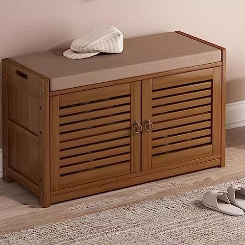 Banc à chaussures coulissant et empilable avec meuble de rangement intégré pour le salon